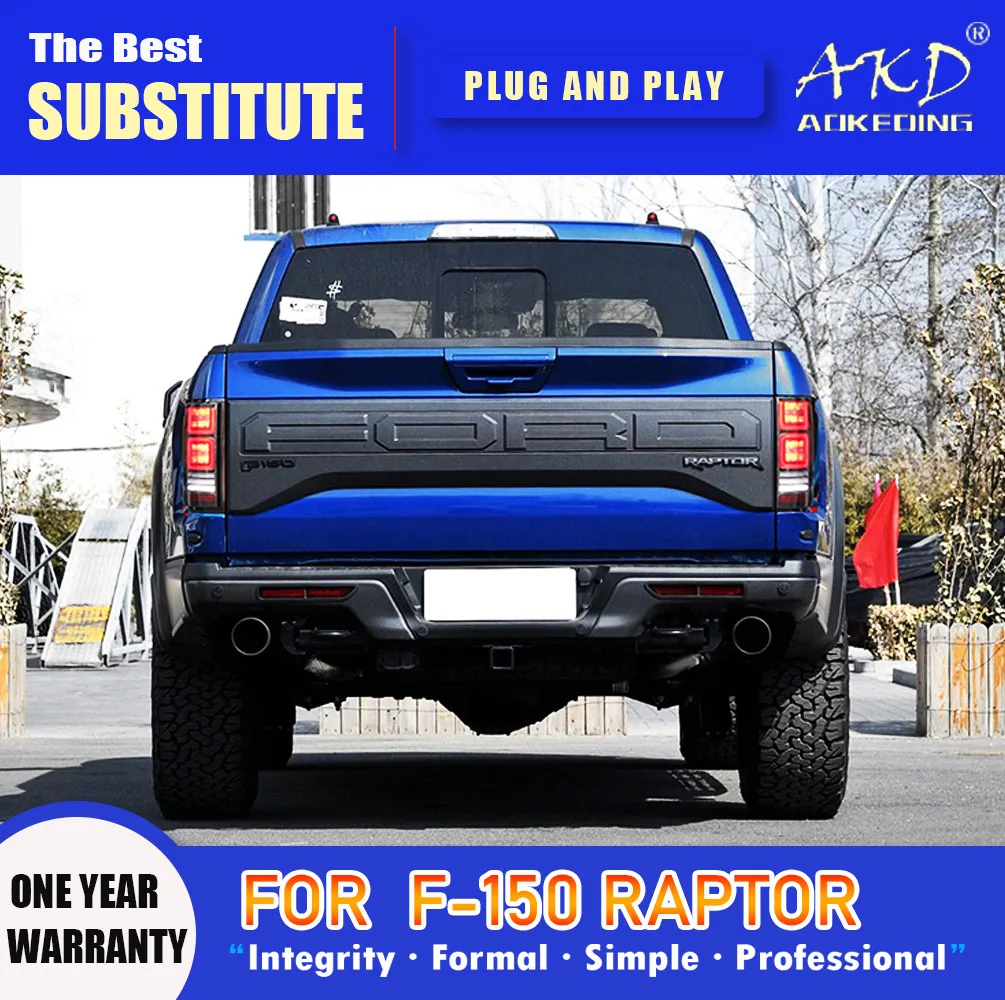 AKD Tail Lamp for  Ford F-150 Raptor LED Tail Light 2014-2020 F150 Rear Fog Brake Turn Signal Automotive Accessories