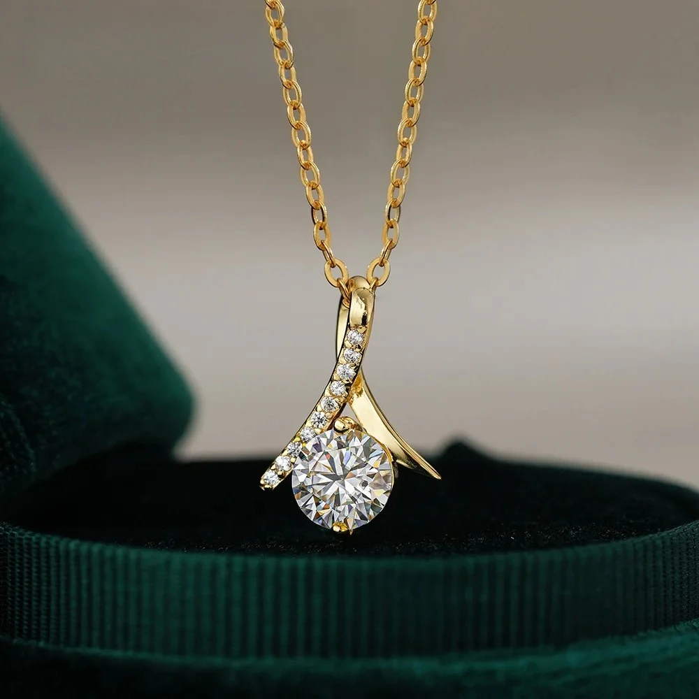 

Irregular Geometric Pendant 1ct Moissanite Lab Diamond With GRA Necklace for Women 14K Gold Plated Wedding Fine Jewelry Gift