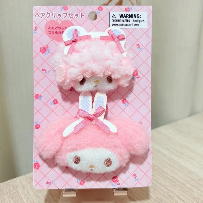 Kawaii Sanrio Plüschpuppe Haarspangen My Melody My Sweet Piano Flauschige Haarnadeln Niedliche Kopfbedeckung Süße Haarschmuck Mädchen Geschenke