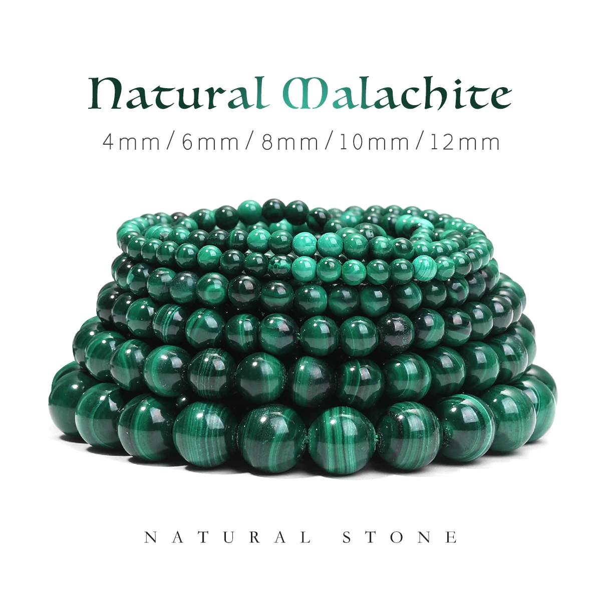 1 Strand Natural Green Malachite Stone Beads 3/4/5/6/8/mm Loose Spacer Bead for Jewelry Making Bracelet Necklace Accessories