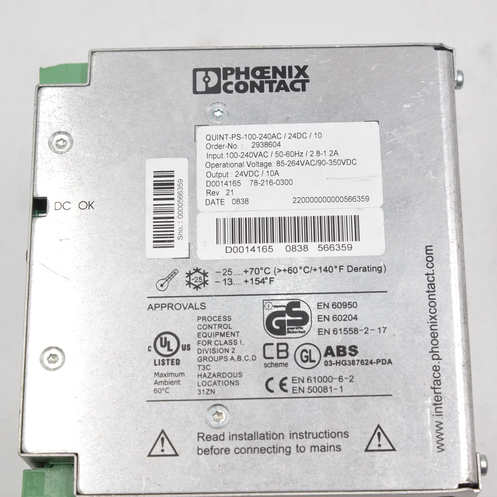 Alimentation de commutation QUINT-PS-100-240AC/24DC/10 2938604