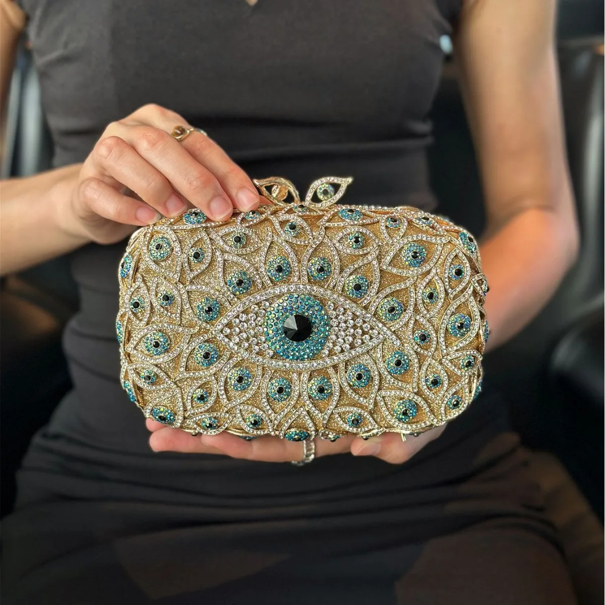 

Devil Eye Rhinestone Evening Bag Diamond Small Square Bag Horizontal Square Banquet full Crystal Handbag for Women Luxury Bags