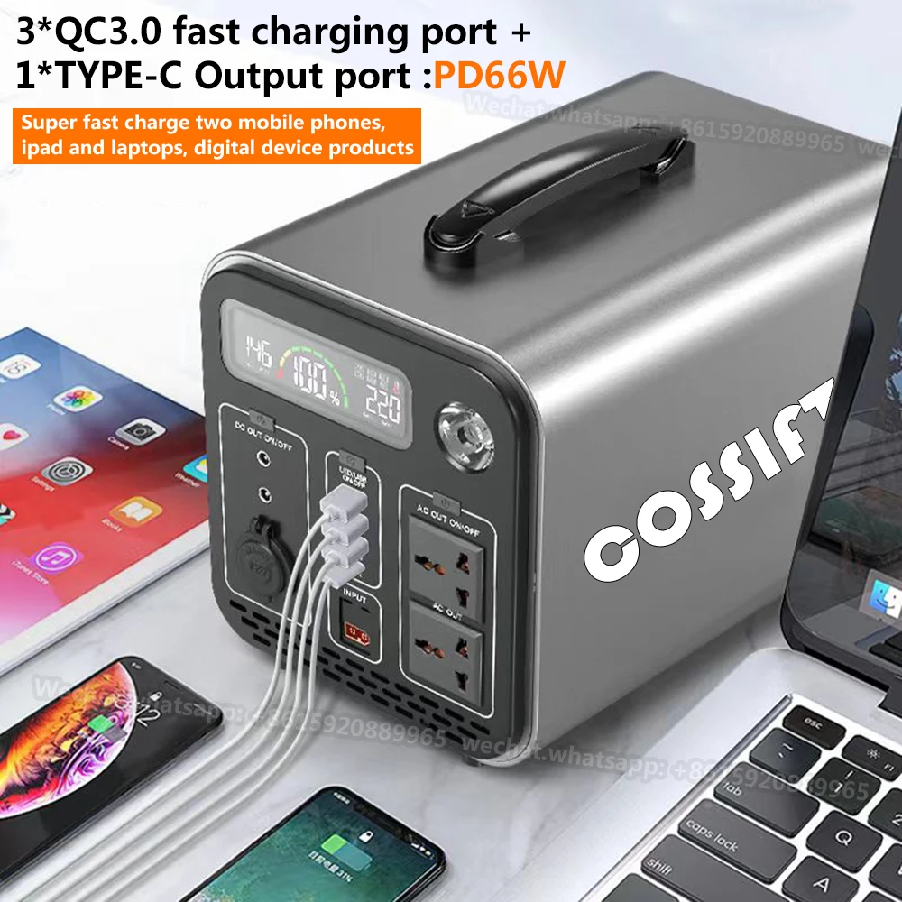 1500W Portable Power Station Charging Solar Generator External Batteries 220V Energy Storage Supply Outdoor Camping Campervan RV