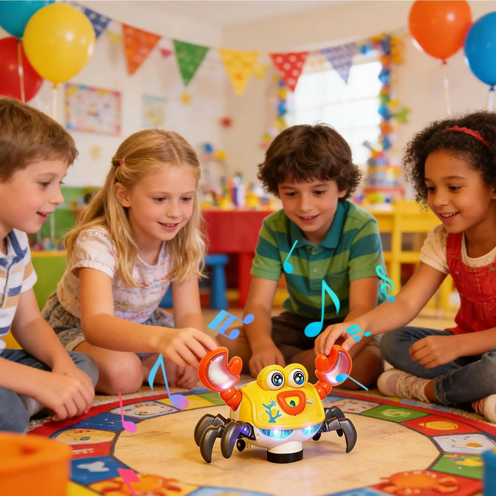 Crawling Crab Baby Toy Musical Activity Moving with LED Light Infant Toddler Learning Educational Interactive Play Birthday Gift