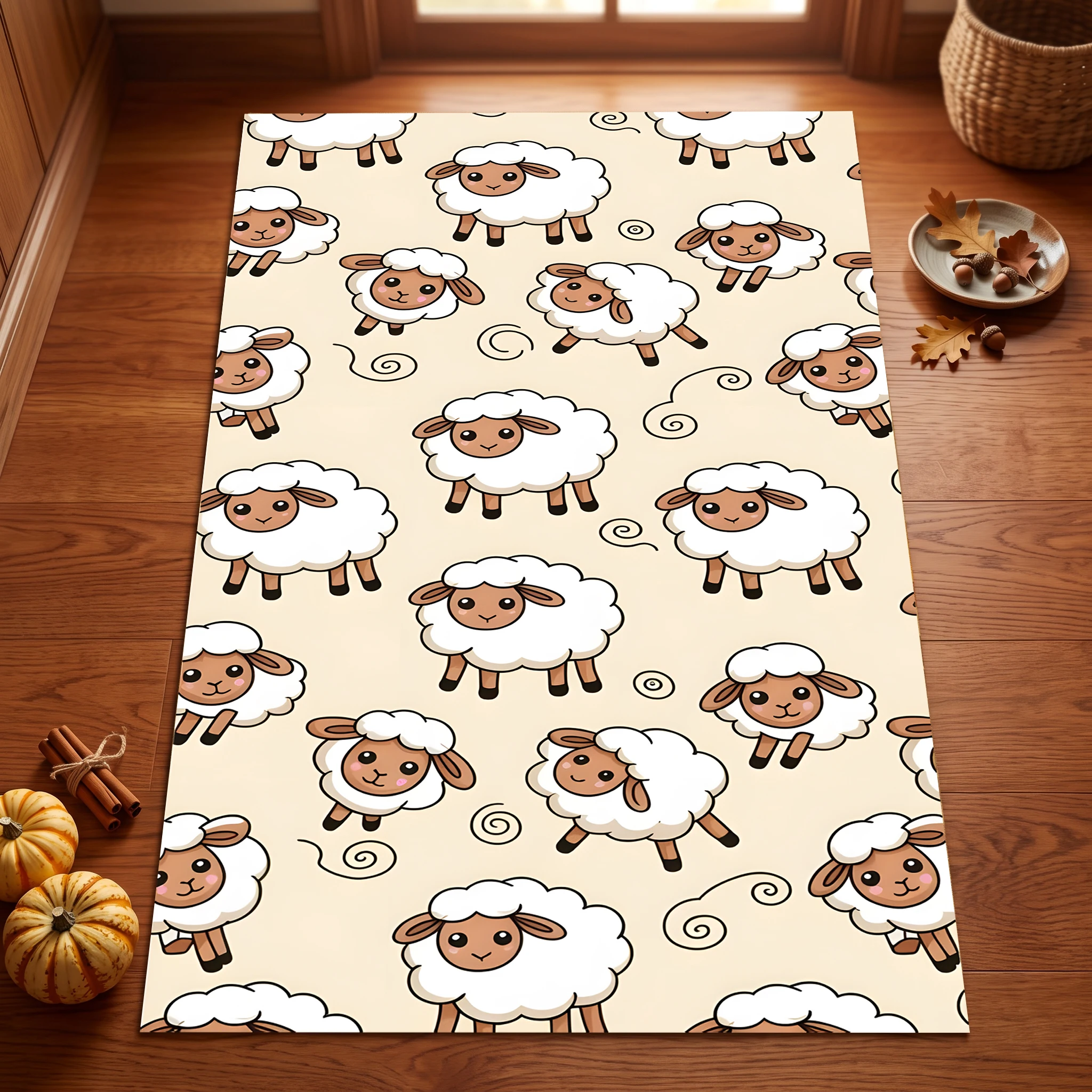 2D Large Carpet Cartoon Sheep Cloud All over Soothing Adorable for Living Room Bedroom