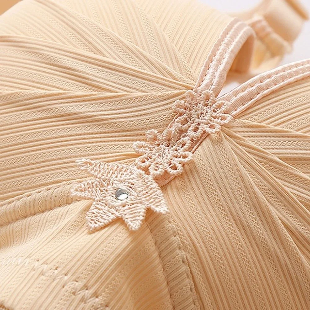 

Plus Size Elderly Mothers Bra Close-fitting Gathering Anti Sagging Women's Underwear Lingerie Non Steel Ring Wireless Deep V Bra