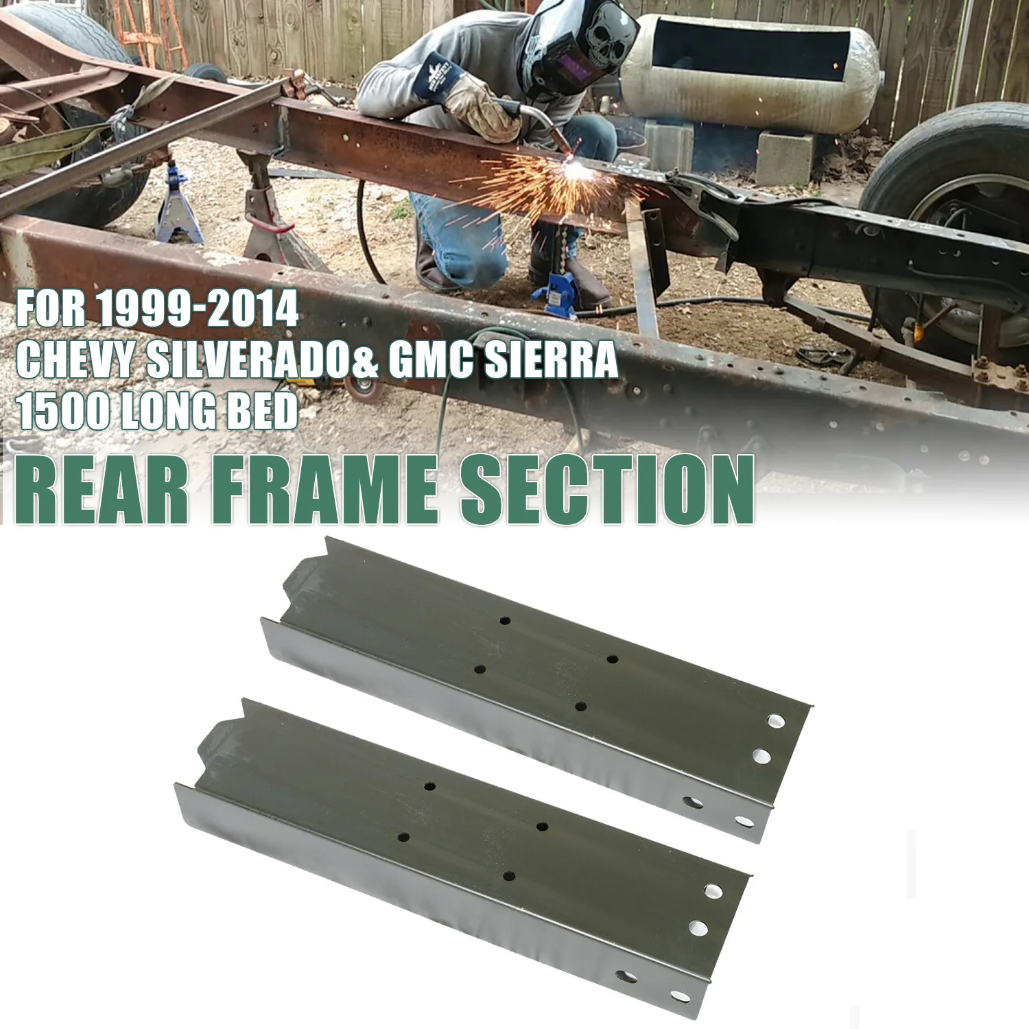 

2pcs Long Bed Rear Frame Section for 1999-2014 Chevy Silverado & GMC Sierra 1500