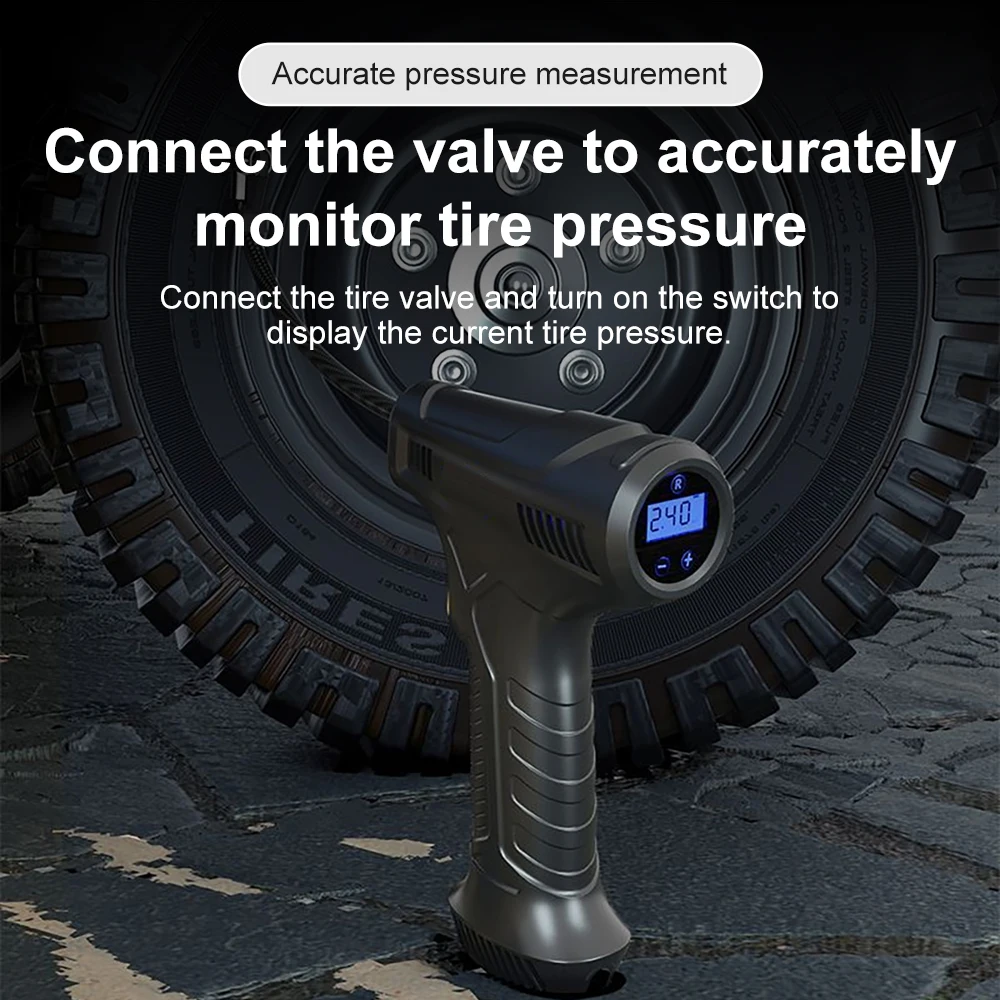 Wireless Portable 150PSI Cordless Air Compressor Tire Inflator for Car Motorcycle Bike Bicycle with LED Light Electric Air Pump view 5