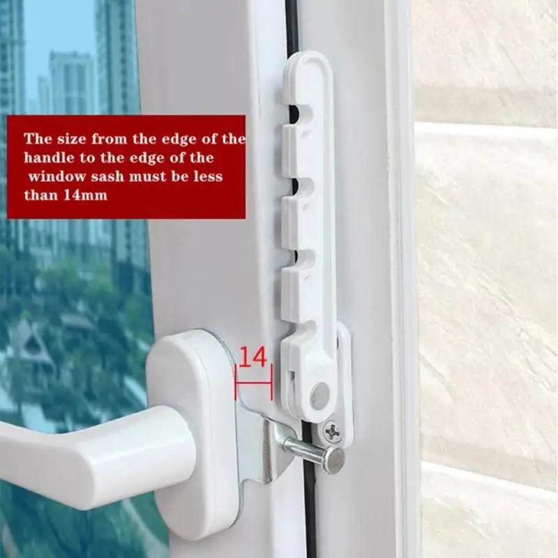 Window Support Adjustable Window Security Inner Opening Protector Plastic Steel Child Proof Door Rock Limiter Latch Casement