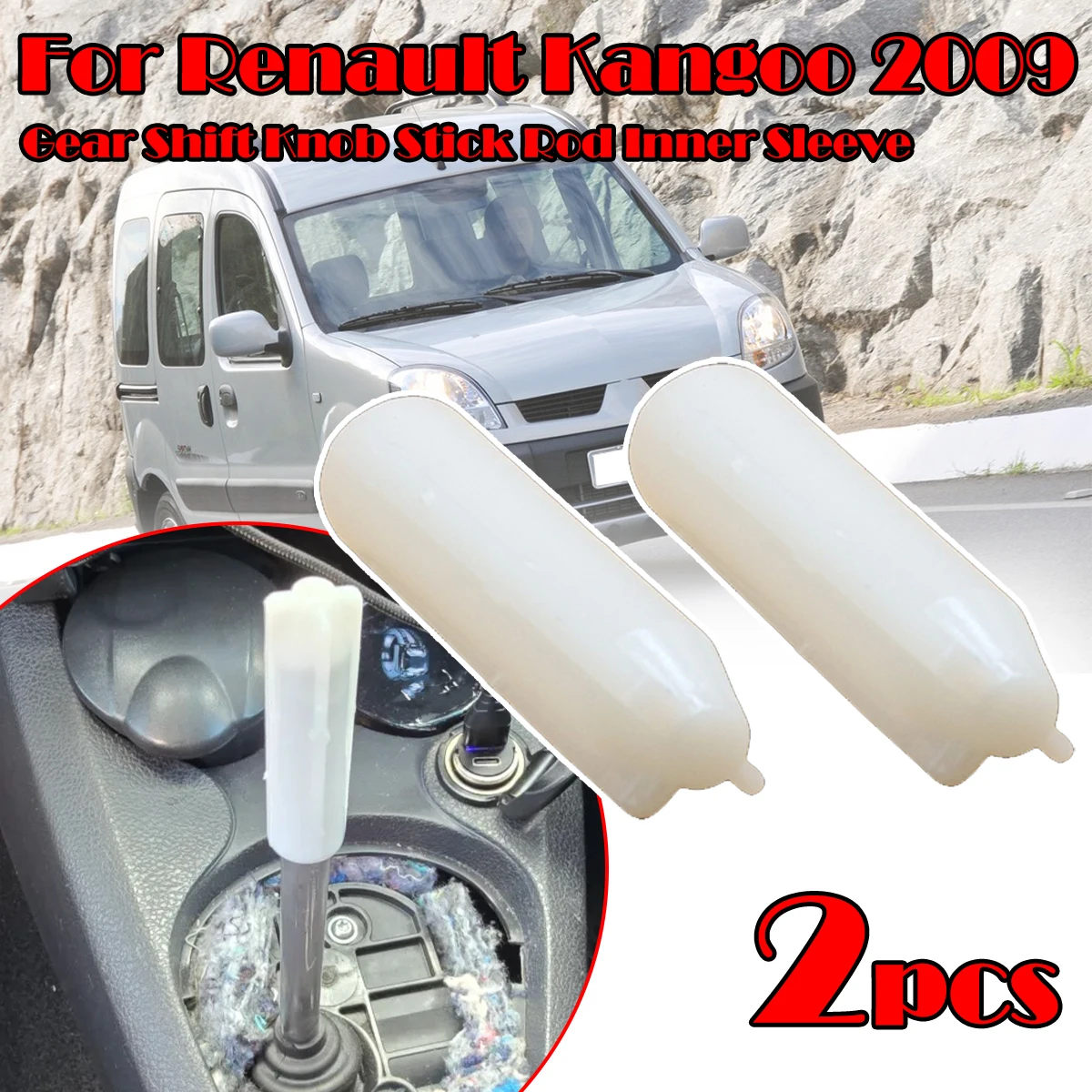 

2pcs Gear Shift Knob Stick Rod Inner Sleeve For Renault Kangoo 2009 Megane II Clio Logan Lever Pen Adapter Car Replacement Part