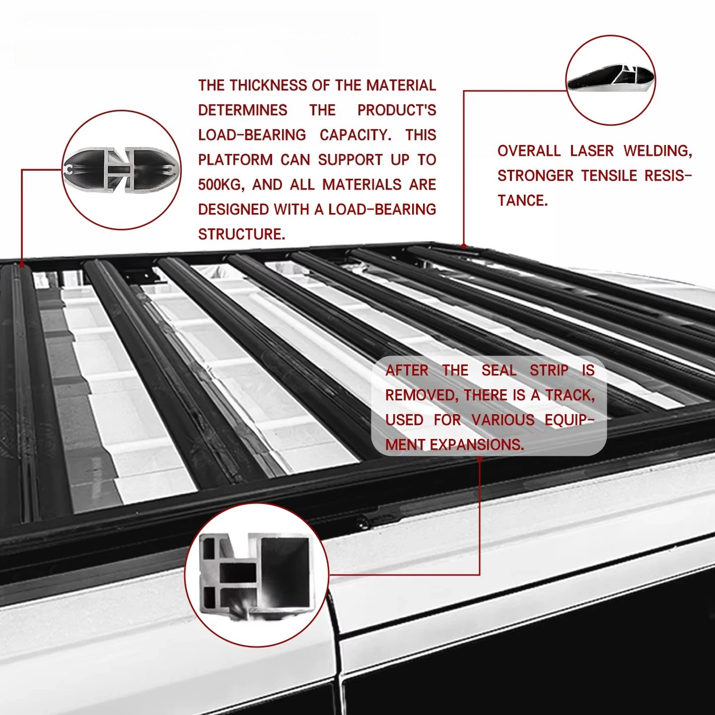 Aluminum Roof Luggage Rack, Storage Rack, 4x4 Roof Luggage Rack