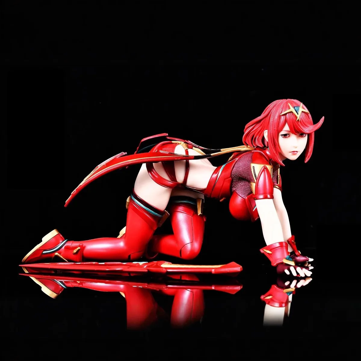 Bandai Hübsches Mädchen handgemachte Xenoblade GK Flamme Heiliger Gral Pyro Flamme Doppelköpfige Schnitzerei Party Pose Anime Modell Ornament