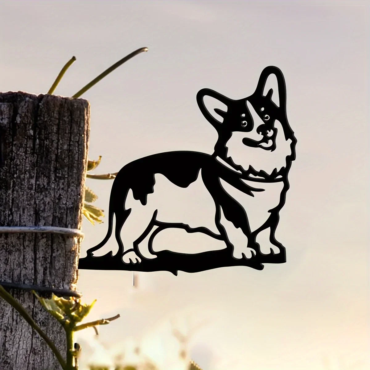 1pc, Metal Corgi Silhouette Puppy Dog Sign Cutout Rustic Outdoor Home & Garden Decor Housewarming Gift For Dog Lovers