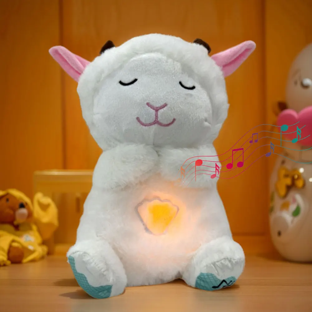 Urocza maszyna dźwiękowa dla niemowląt z motywem zwierząt, muzyką, światłami, rytmicznym oddychaniem, muzyczna zabawka do spania dla noworodków.