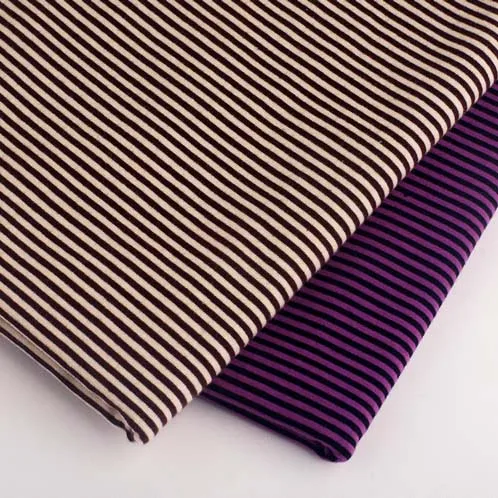 2mm colorful stripe 100% cotton knitting elastic fabric DIY sewing T-shirt leggings Clothing fabric width 50* 165cm  telas