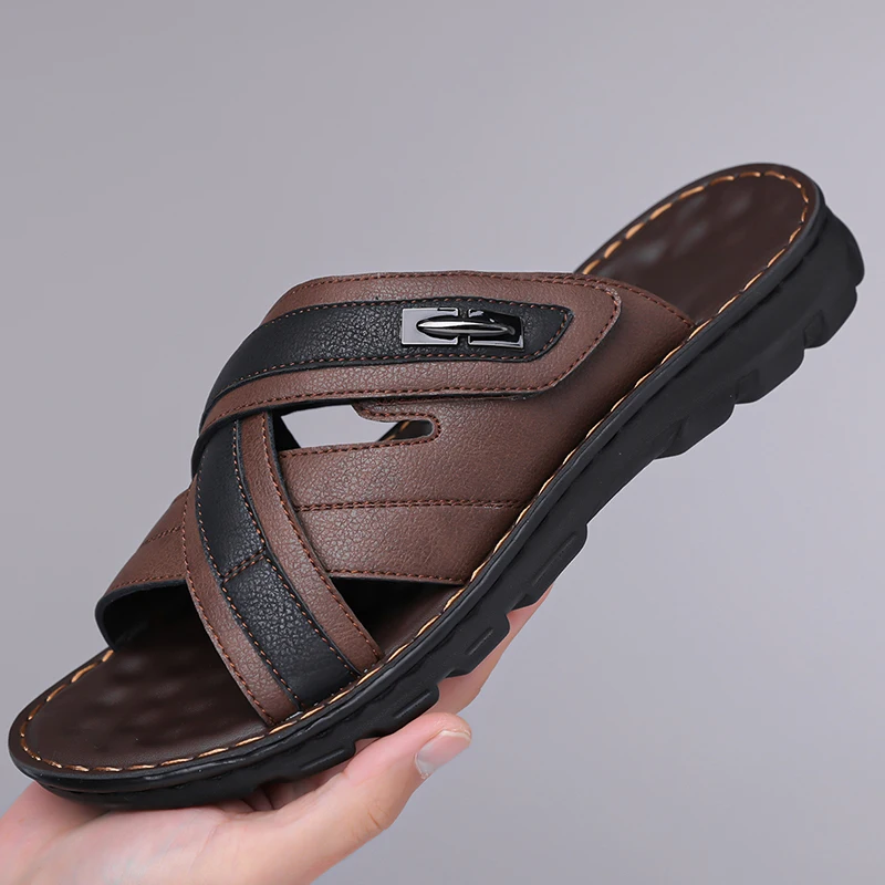 Men's Summer Fashion Comfortable Simple Sandals Thick Bottom Anti-slip Soft Slip-On Beach Slippers-8912 - view 2