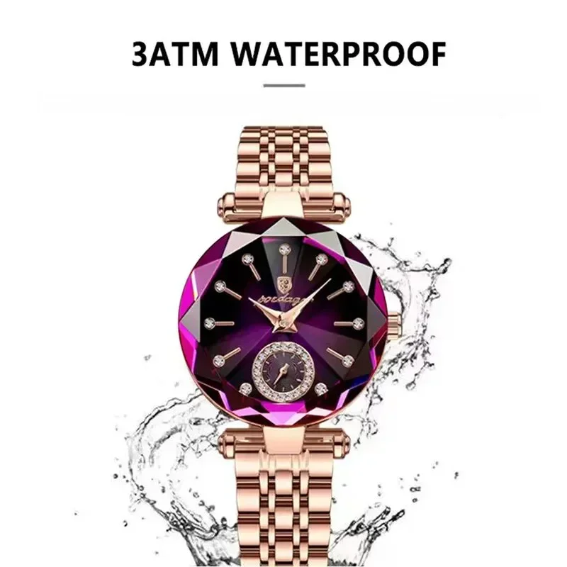 POEDAGAR Luxury Watch For Woman High Quality Diamond Ladies Quartz Watch Waterproof Date Stainless Steel Women Watches reloj+box