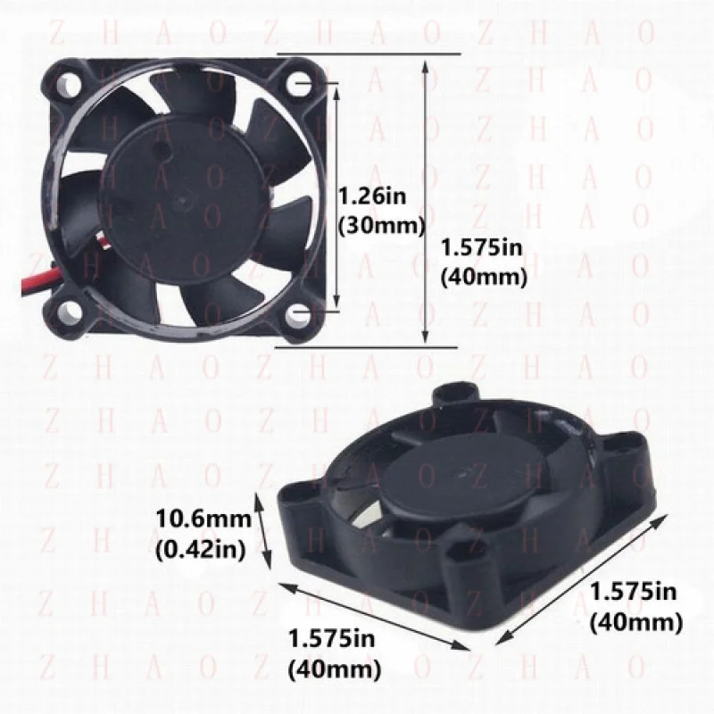 L+ for 12V 40mm GDT4010S12B DC Brushless 2-pin 40x40x10mm CPU Laser Printer Cooling fan