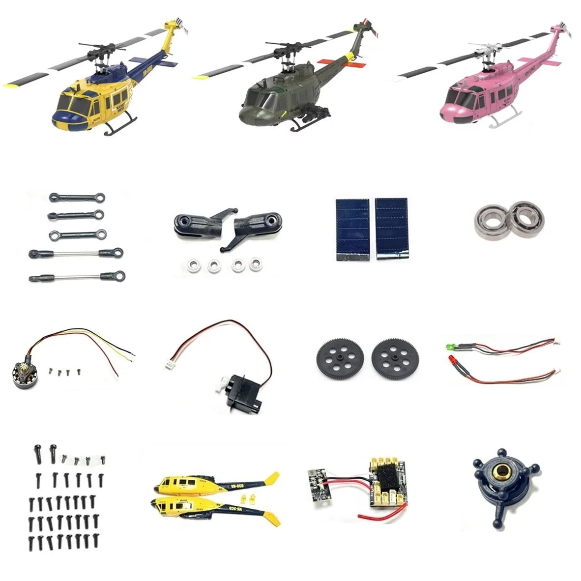 RC ERA C032 UH-1 RC Helicopter Spare Parts Accessories Main Gear Receiver Board Servo Light Blade Motor Bearing Drive Shaft