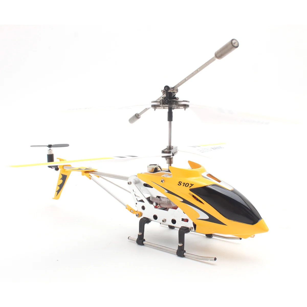 

S107G 3 Channel Mini Infrared Rc Helicopter Gyro Stabilized Led Light Rechargeable Yellow For Indoor Flying Remote Control