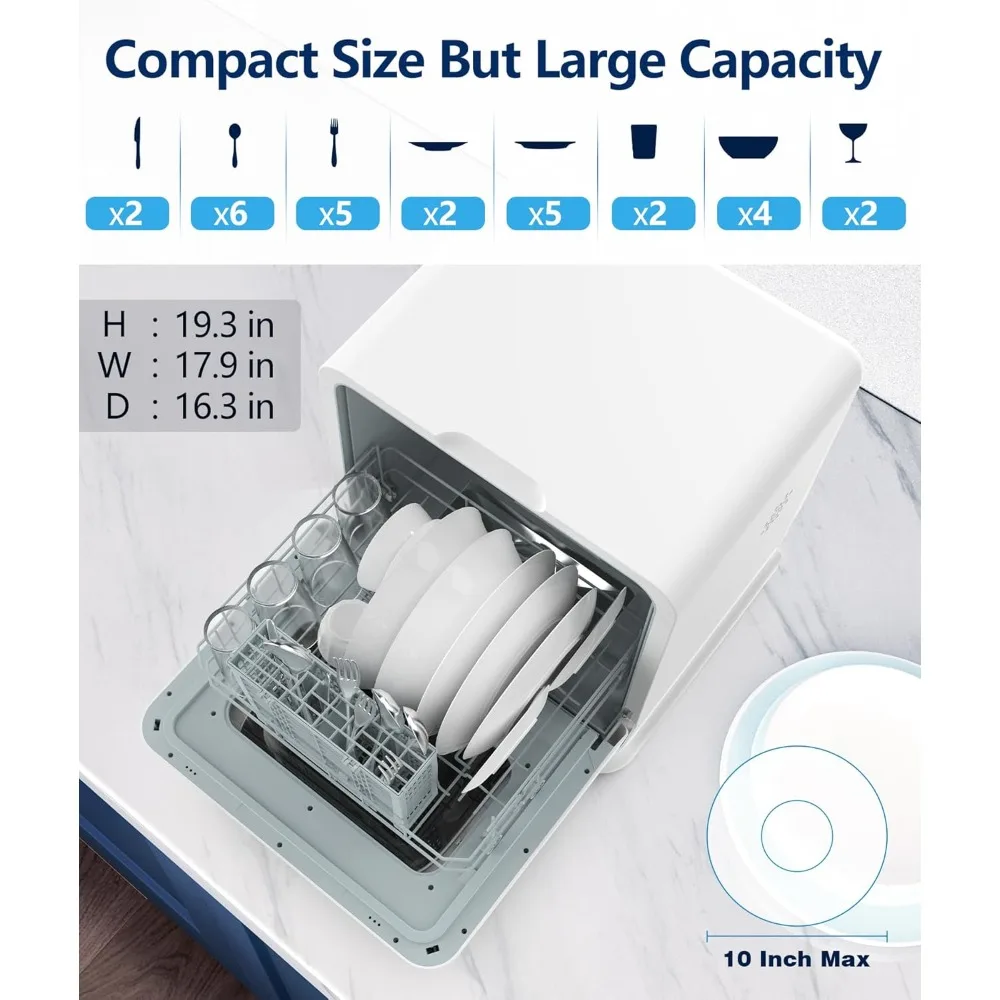 Countertop Dishwasher, 28 Pieces Dishes/Cycle, 6 Washing Programs&Hot Drying, Dish Washer