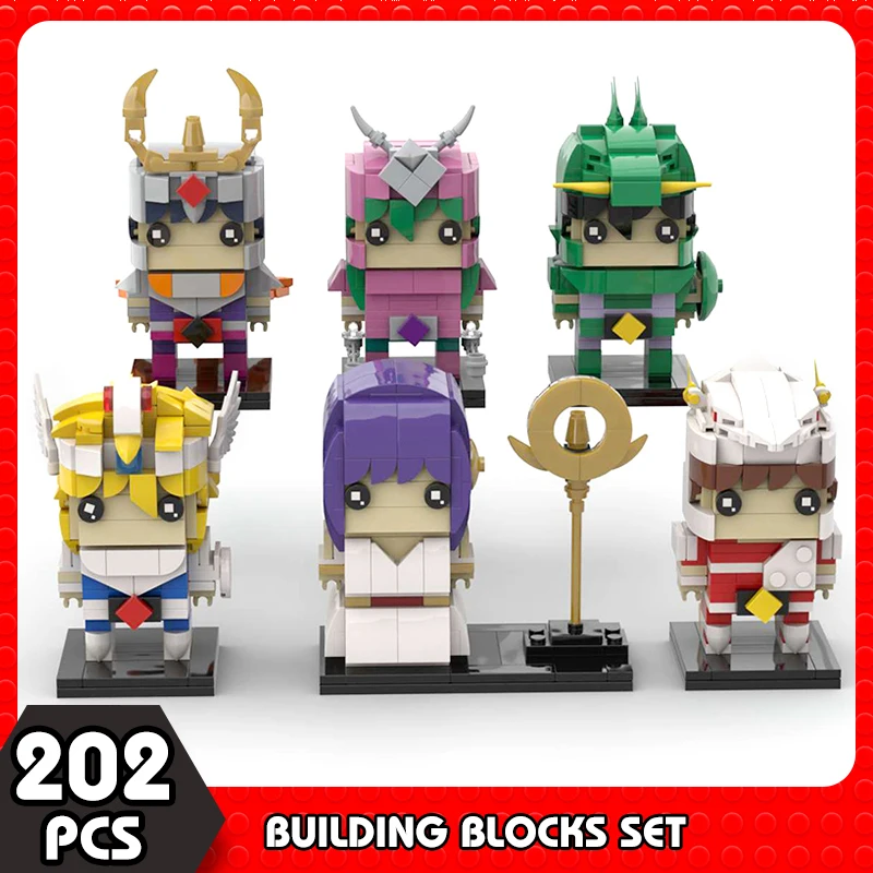 MOC Japan Anime Figures Saints Seiyaed Brickheadz Hyogas Athena Ikki Shiryus Building Blocks Warrior Action Figure Toys  Gifts