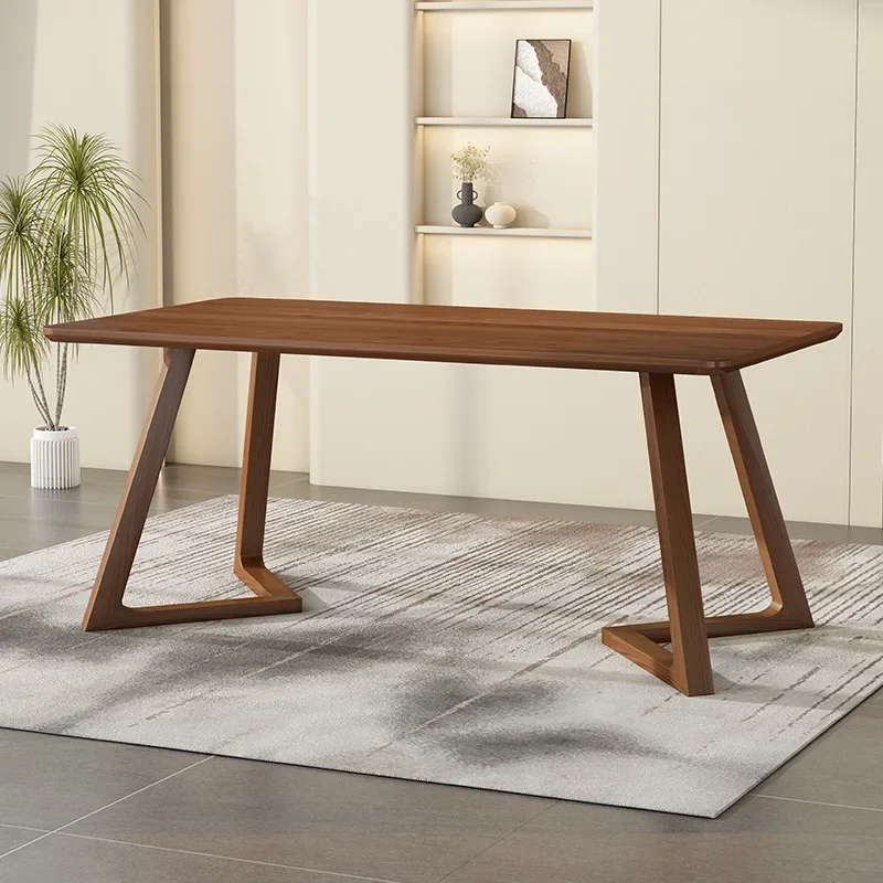 Table à manger nordique tout en bois massif, café en noyer léger, luxe, moderne, simple, salon, hôtel