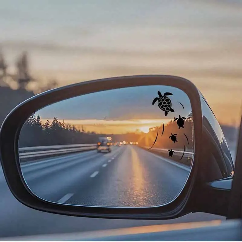 Cute Swimming Sea Turtle Rearview Mirror Sticker, Vinyl Decal for Car Motorcycle Universal DIY Scratch‑Cover Decor