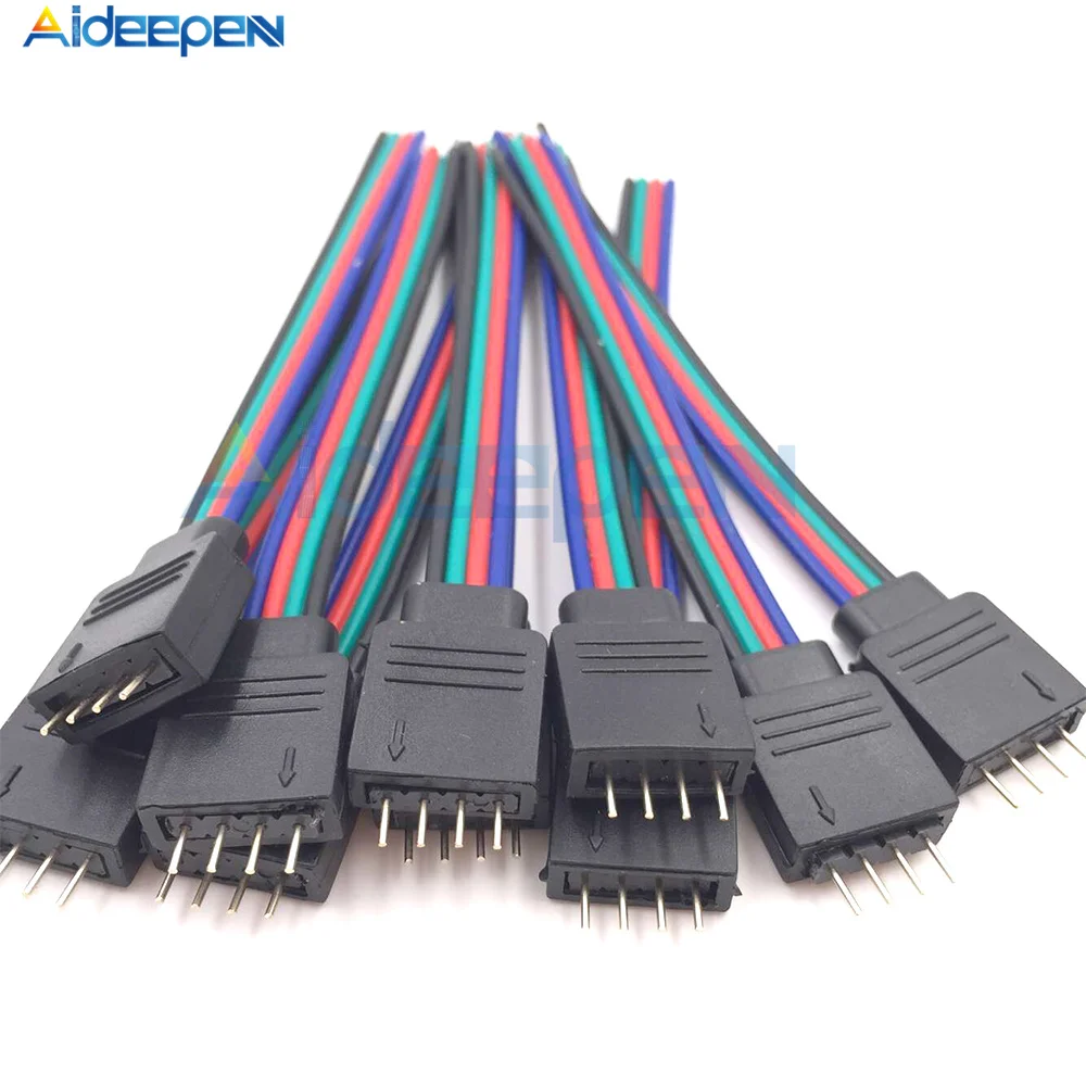 4pin 10cm LED RGB Strip Light Connector Male Female Plug Socket Connecting Cable Wire For 5050 RGB RGBW Led Strip Light