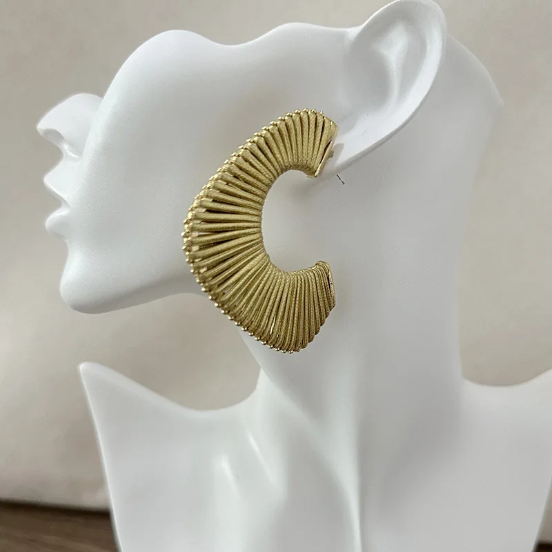 Retro Luxury Multi-Color Hand-Woven Twisted Leather Rope C-Shaped Earrings Exuberant Fashionable Women High-End Earring