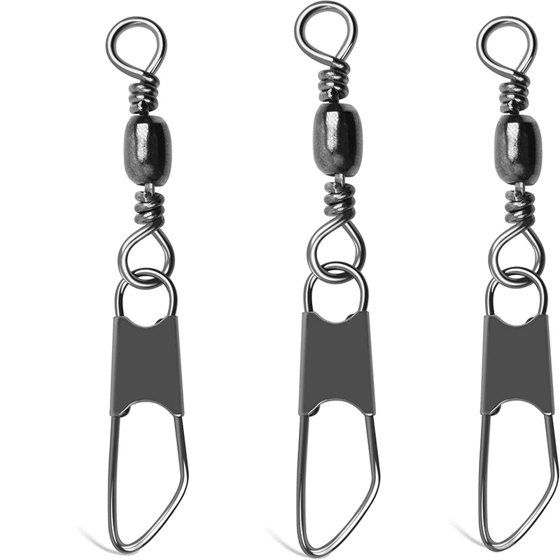 50Pcs 360° Rotating Fishing Swivels stainless steel buckle Buckle fishing rod line connector High strength buckle Accessories