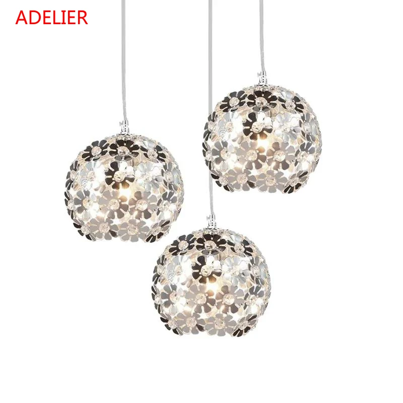 

Beautiful Silver flowers pendant lights Aluminum Crystal Hanging Lamp for Home decoration Dining living room bedroom bedside lig