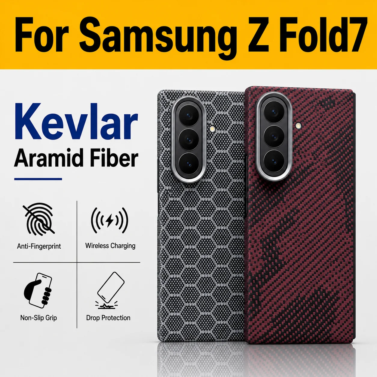 

For Samsung Z Fold7 100% Kevlar Aramid Carbon Fiber Case With Magsafe Luxury Cover Magnetic Ultra-Thin Phone Front and Back Case