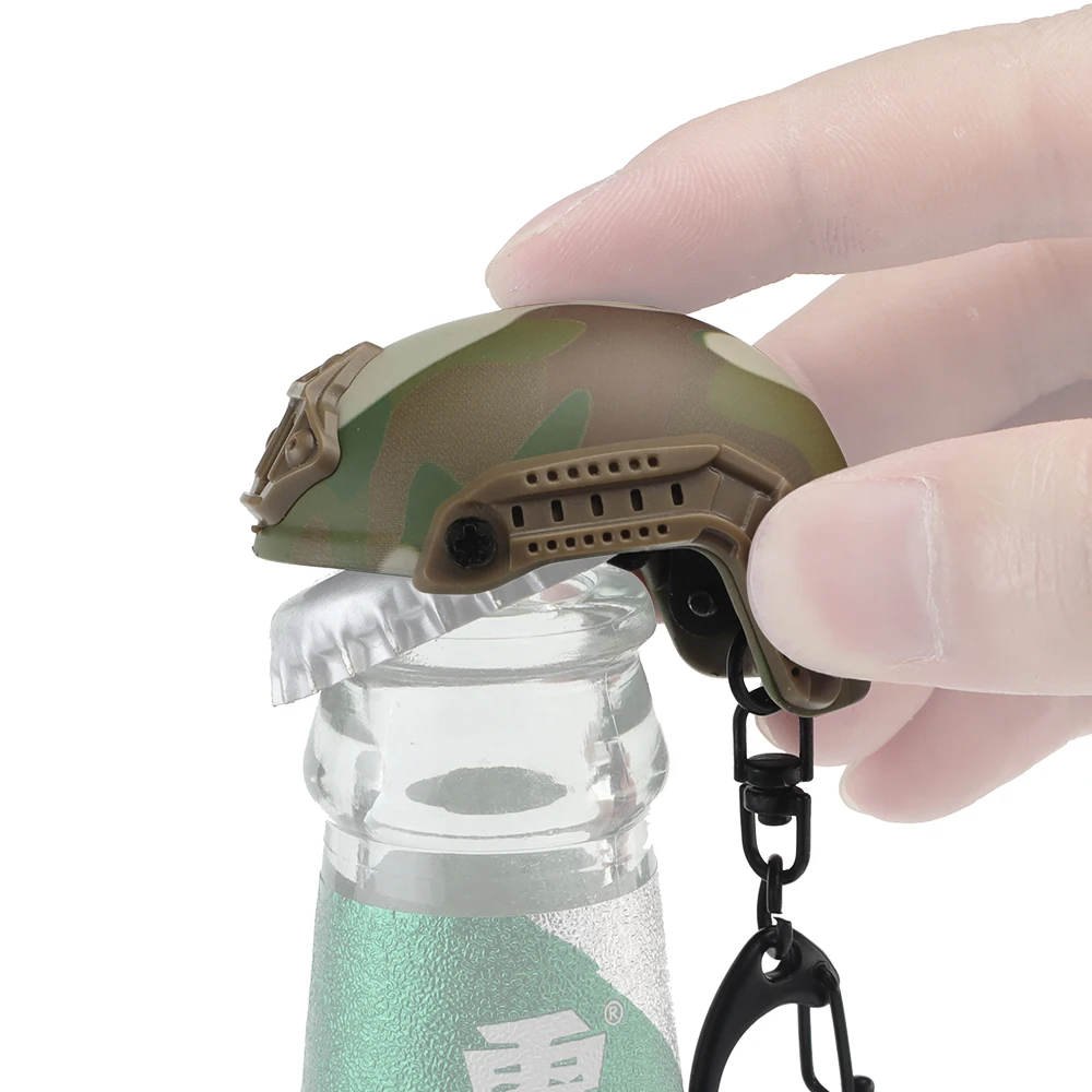 Tactical Camouflage Helmet Shaped Keychain 3D Hat Beer Bottle Opener Dummy Toy Decoration Gift Outdoor EDC Tool