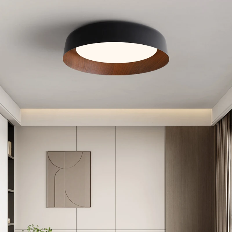 

Bedroom Ceiling Lights Creative Personality Wood Grain Round Nordic Modern Minimalist Atmosphere Home Led Book Living Room Lamps