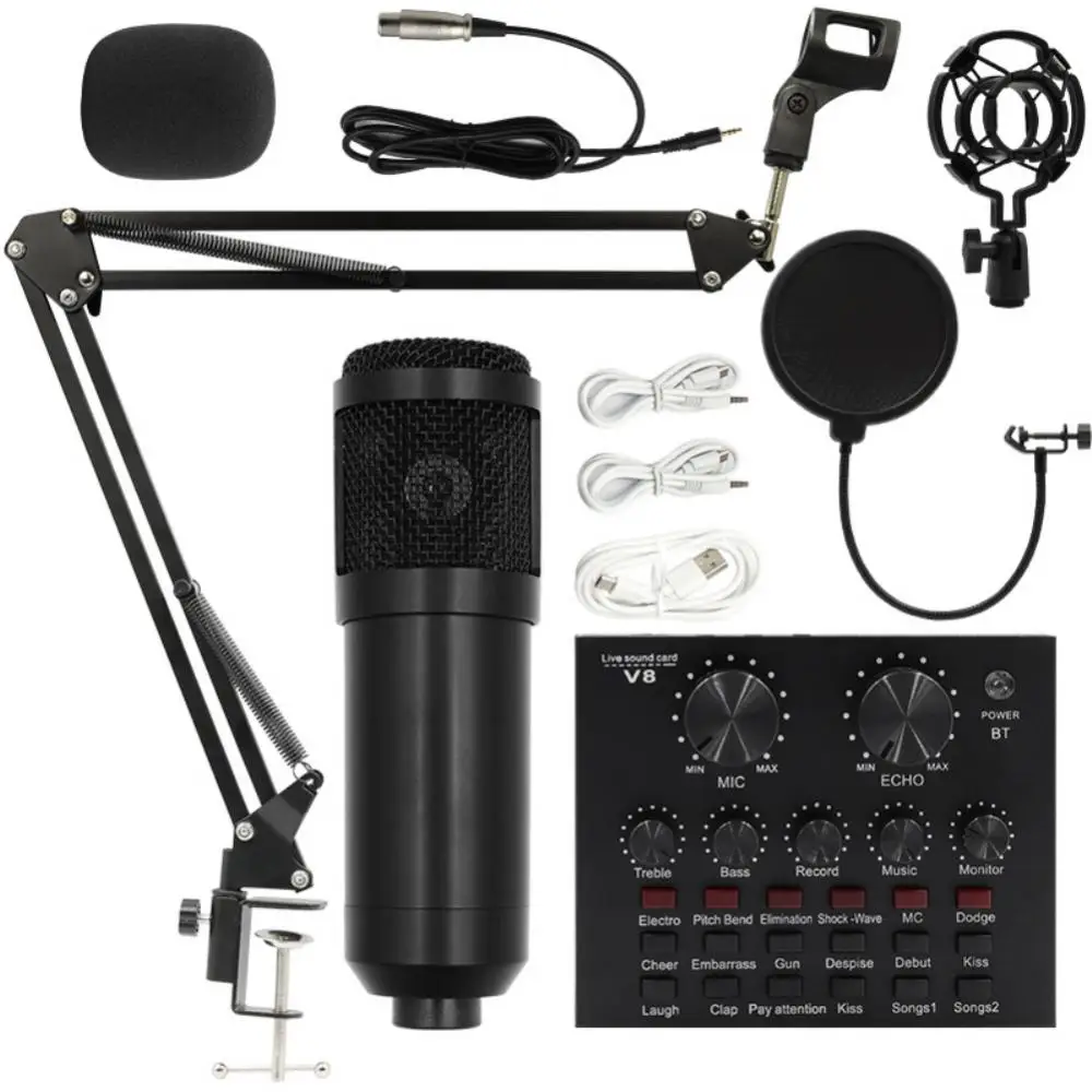 Condenser Microphone Microphone V8 Sound Card Anchor Computer Recording Bracket Large Diaphragm Live Set