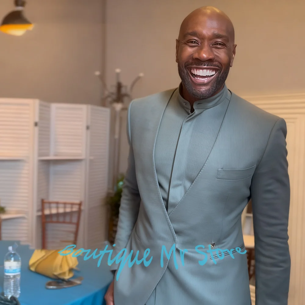 

Шикарные простые мужские костюмы, комплект из двух предметов, двубортный элегантный повседневный пиджак с v-образным вырезом + брюки, модный костюм для банкета и вечеринки