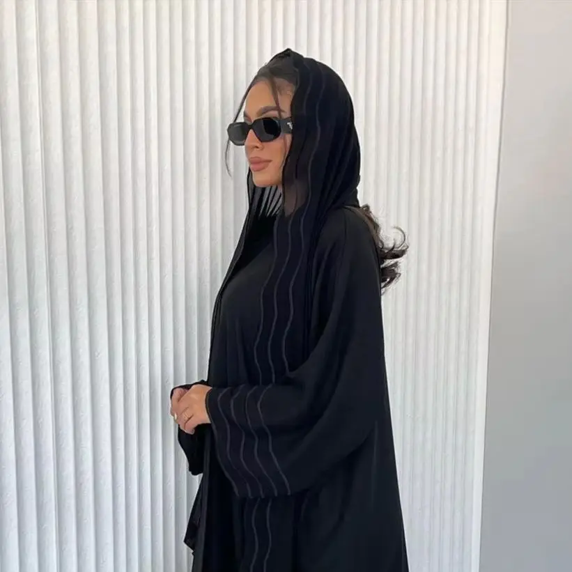 

UNI Ramadan Women Open Abaya with Hijab Dubai Khimar Islam Muslim Dress Set Kebaya Kaftan Djellaba Robe Femme Musulmane Eid