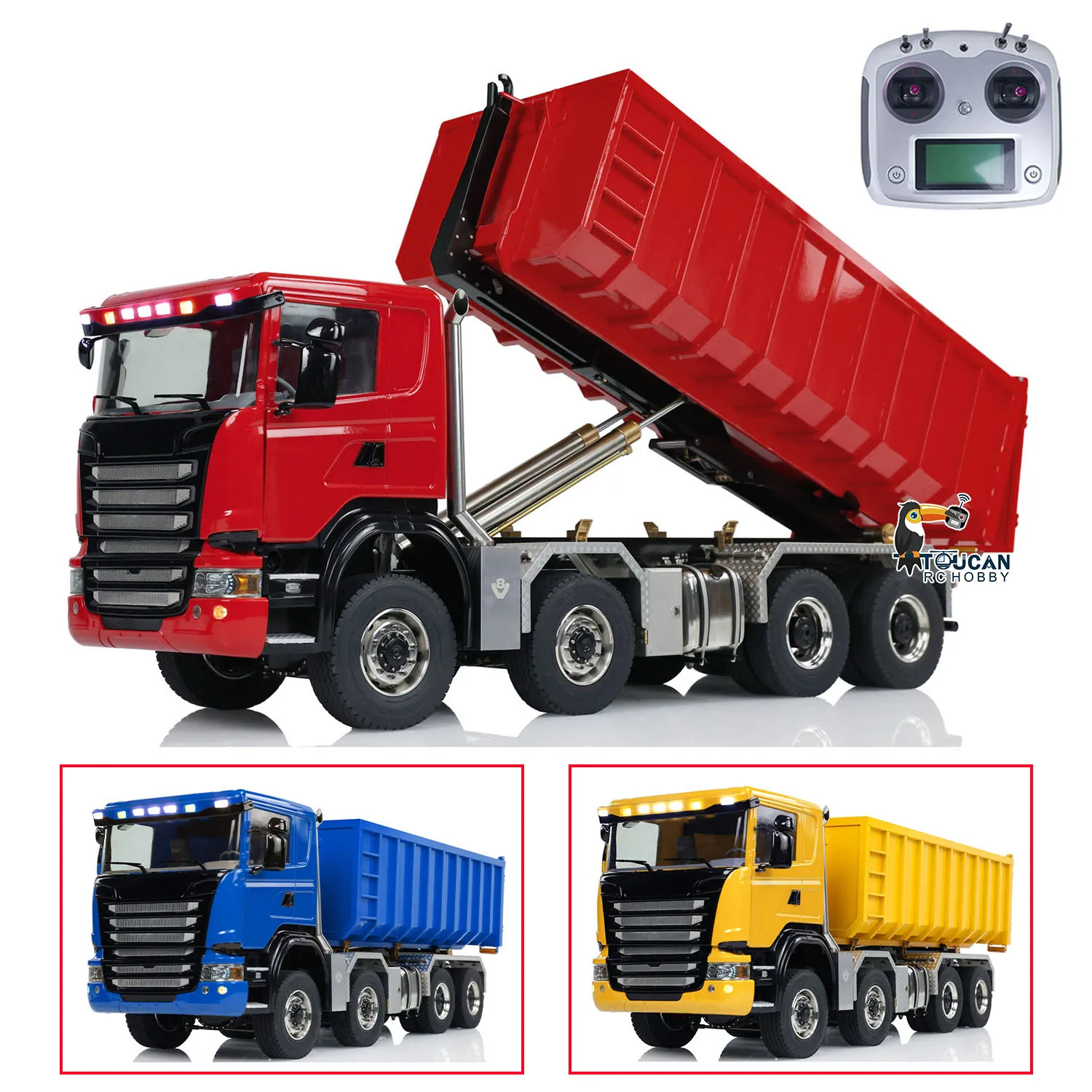 Boys Toys 1:14 RC Hydraulic Roll-on Dump Truck 8x8 Full Dumper Car Sound Light Radio Finished Tipper Cars Vehicle Model Gifts