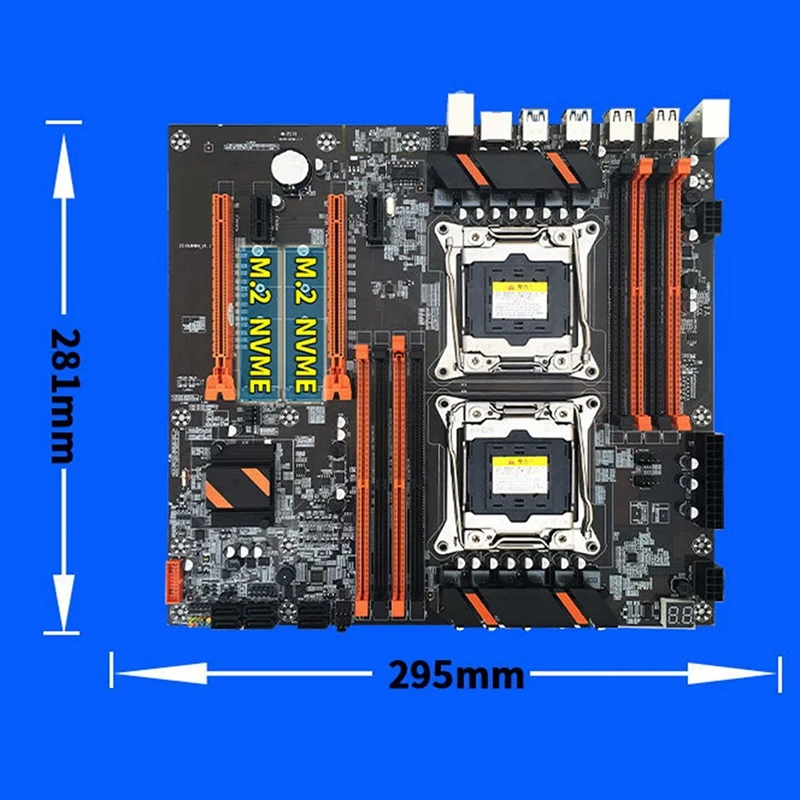 X99 Motherboard +2XE5 2630 V3 CPU+SATA Cable+Baffle+Thermal Grease LGA 2011 8XDDR4 Slot Support 2011 V3 CPU