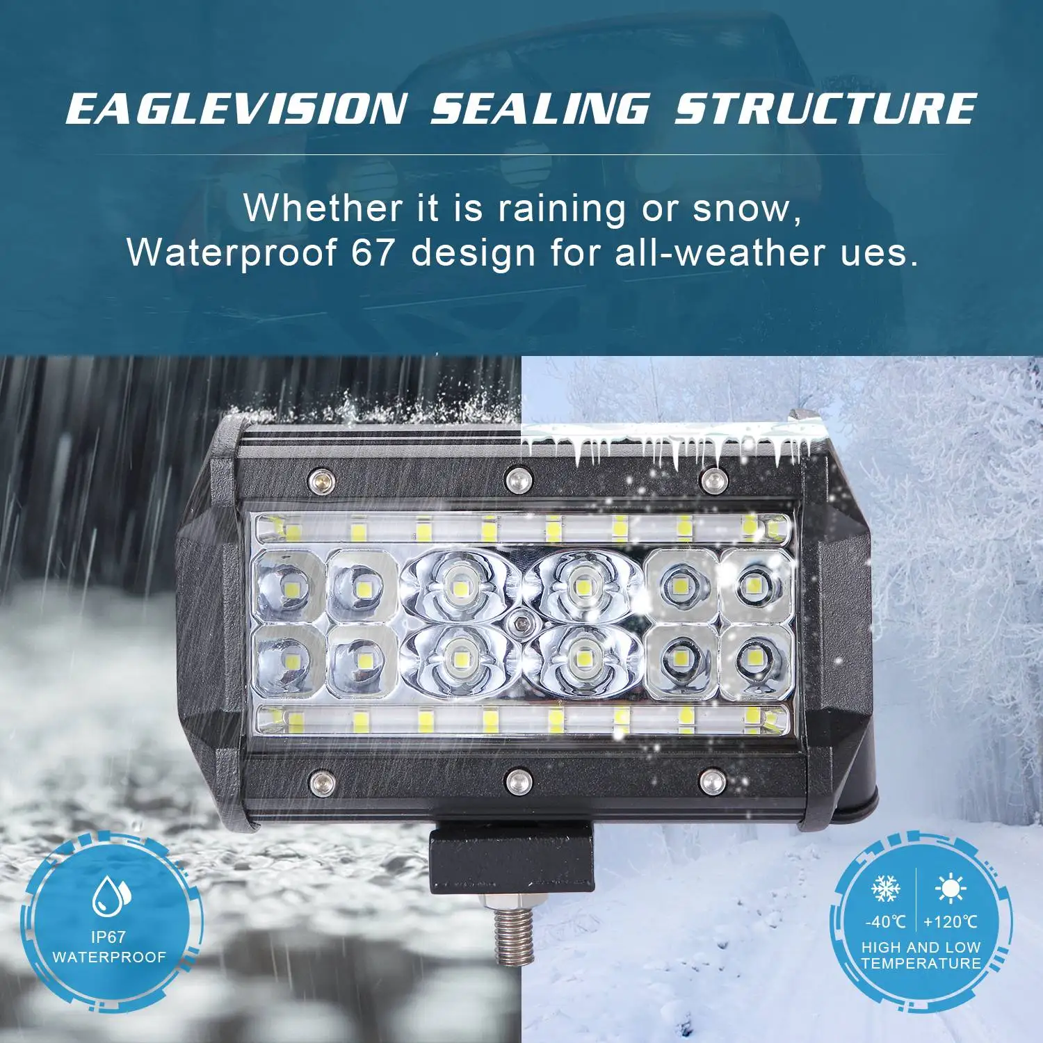 LED 작업 라이트 바 플러드 콤보 포드, 오프로드 트랙터 운전, 280W, 6000K, 28000Lm, 1 개