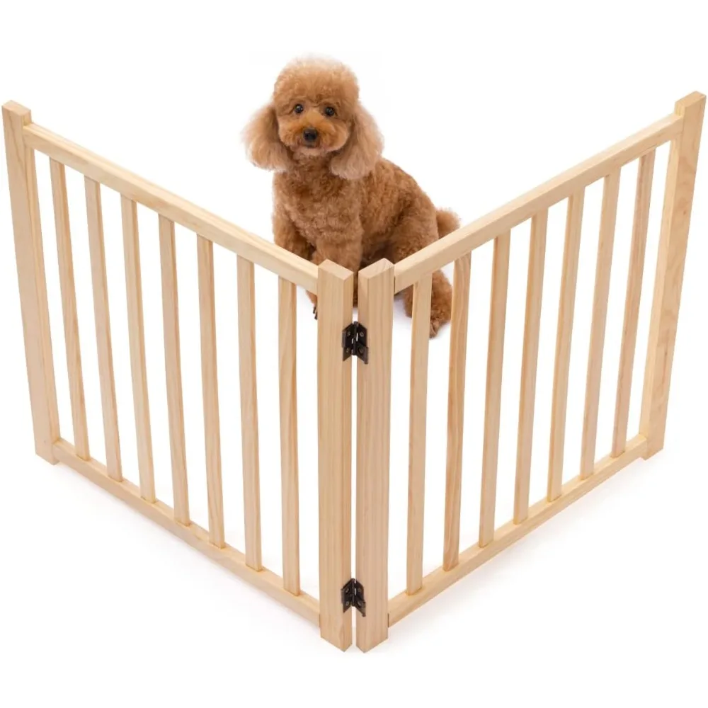 

Paint-Free Wood FreeStanding Pet Gate for Dogs,Wooden Dog Gates , Dog Fences Indoor Puppy Gate-2 Panel H:23”