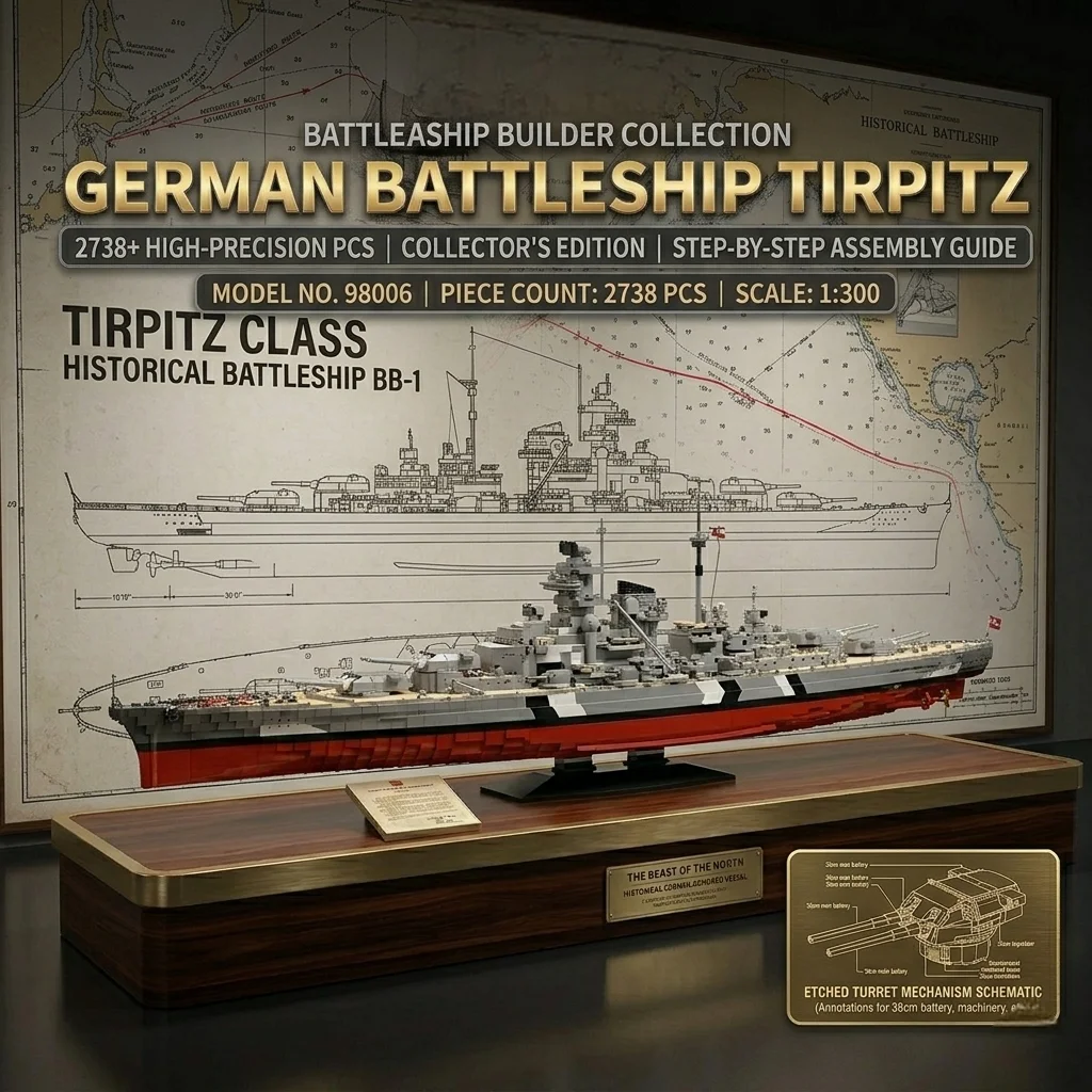 

DIY Military Tirpitz Battleship MOC Building Blocks 2738PCS Navy Carrier Bricks Model Construction Set Toy For Men Birthday Gift