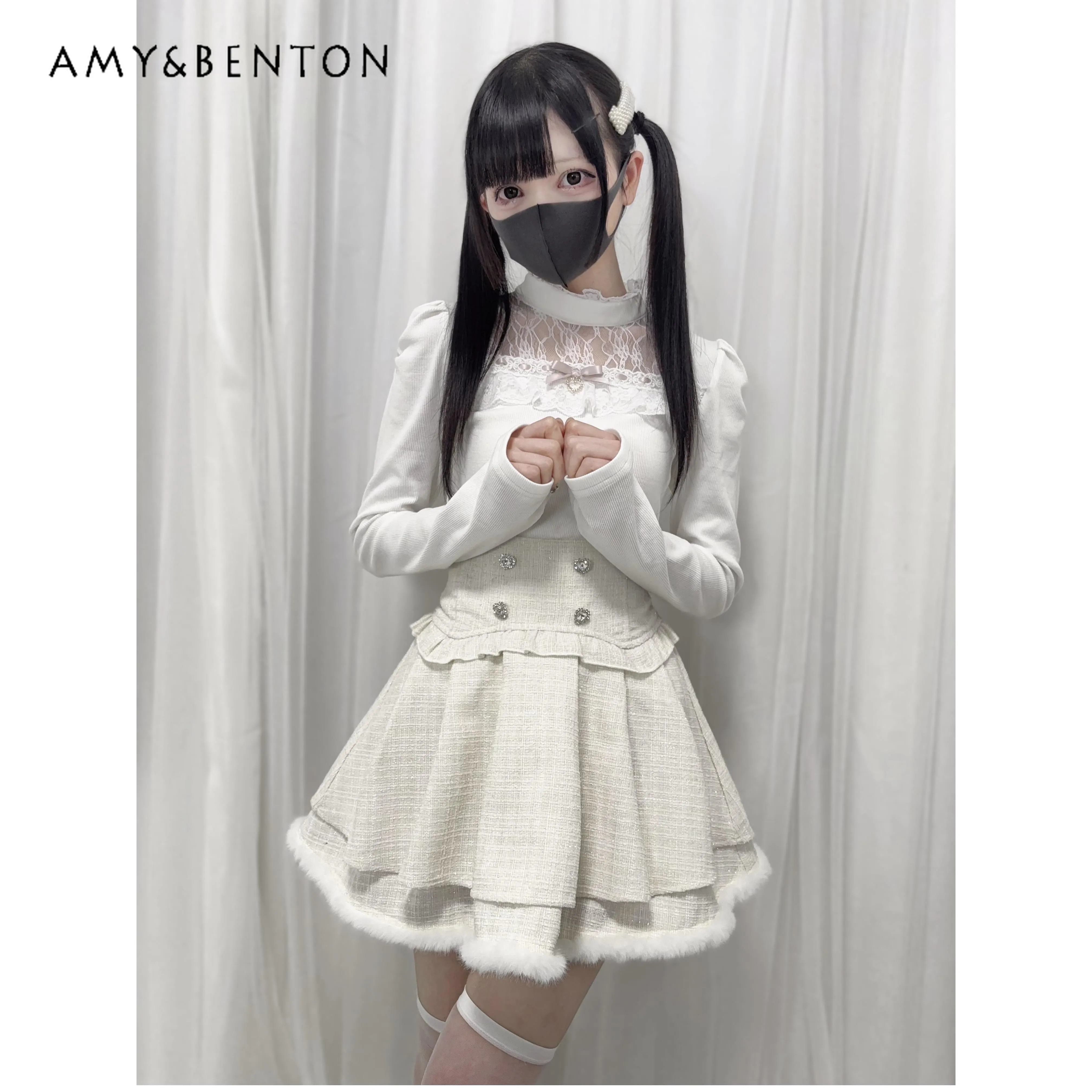 Winter Plush Double-layer High-waist Woolen Skirt Japanese Mine Series Mass-produced Mini Skirt Temperament Princess Tutu Skirts