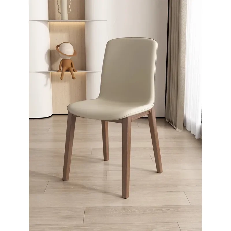 Nordic restaurant solid wood dining chair household imported ash wood back chair Italian modern simple eating leather chair