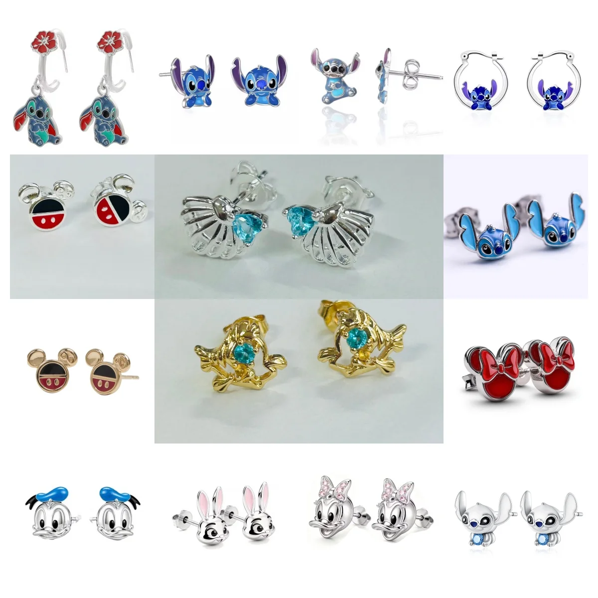 

Cute Cartoon Animal 925 Silver Duck, Bear, Rabbit, Dog Earrings and Goldfish Earrings Suitable for Daily Wear and Gift Giving