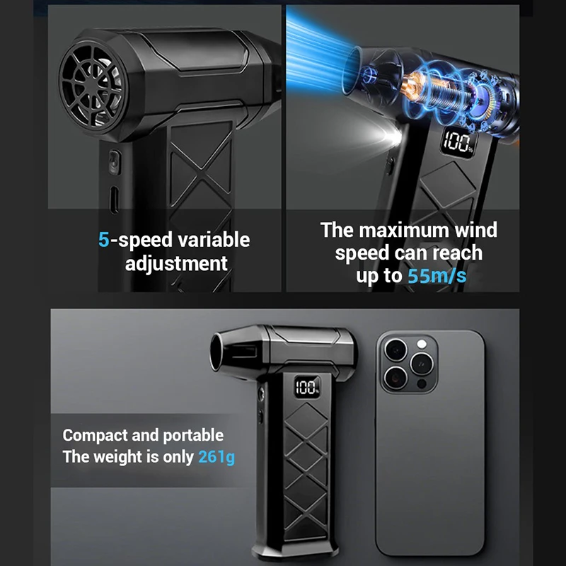 Xiaomi 800000RPM توربو مروحة عنيفة 5 سرعة منفاخ هواء قوي فرش السيارات في الهواء الطلق يده منفاخ قابلة للشحن أداة التوجه