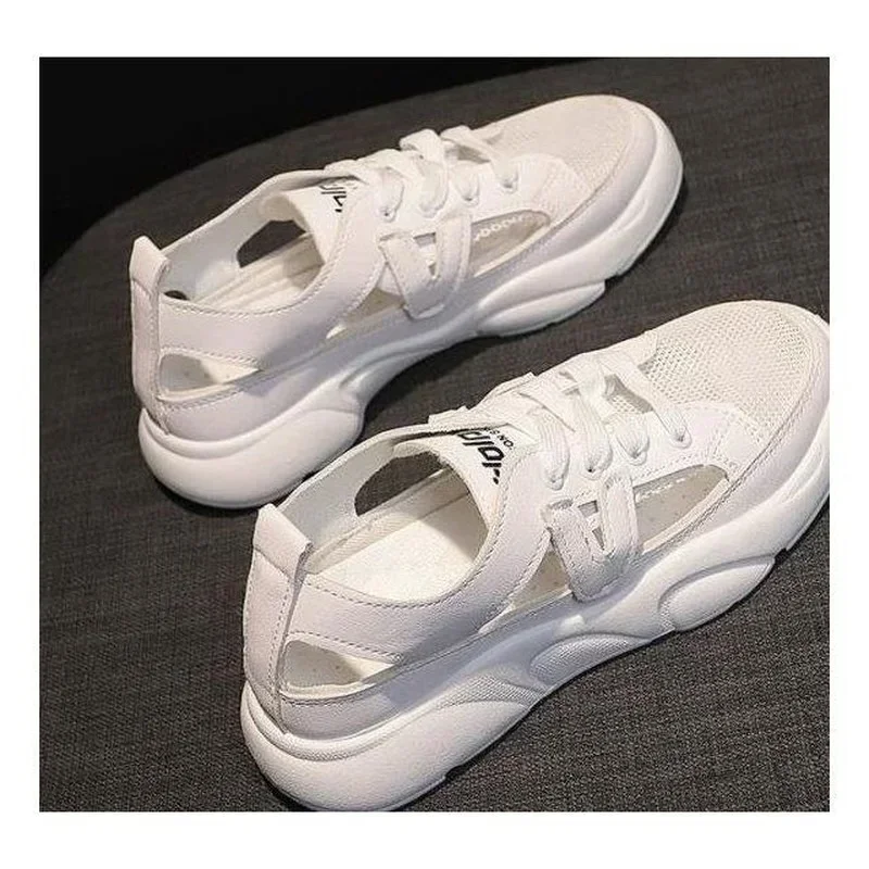 2023 New Spring White Women\'s Shoes All-match Casual Leisure Pump Sports Sandals Summer Flat Hollow Out Mesh Sneakers Sandals