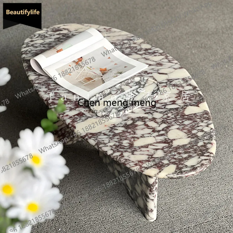 

M183 French retro natural marble coffee table designer high-end special-shaped coffee table