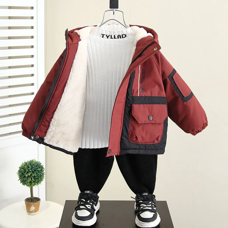 

Boys Coat Cotton Jacket Windbreak Outerwear 2024 Fashion Winter Autumn Thicken Warm Skiing Christmas Gift Children's Clothing